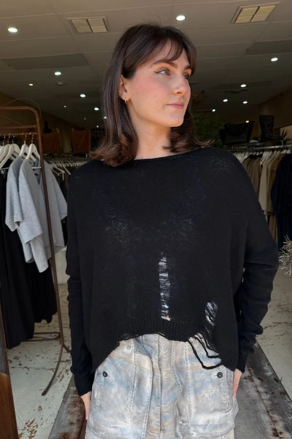 ALBA KNITTED TOP - BLACK - Image 2