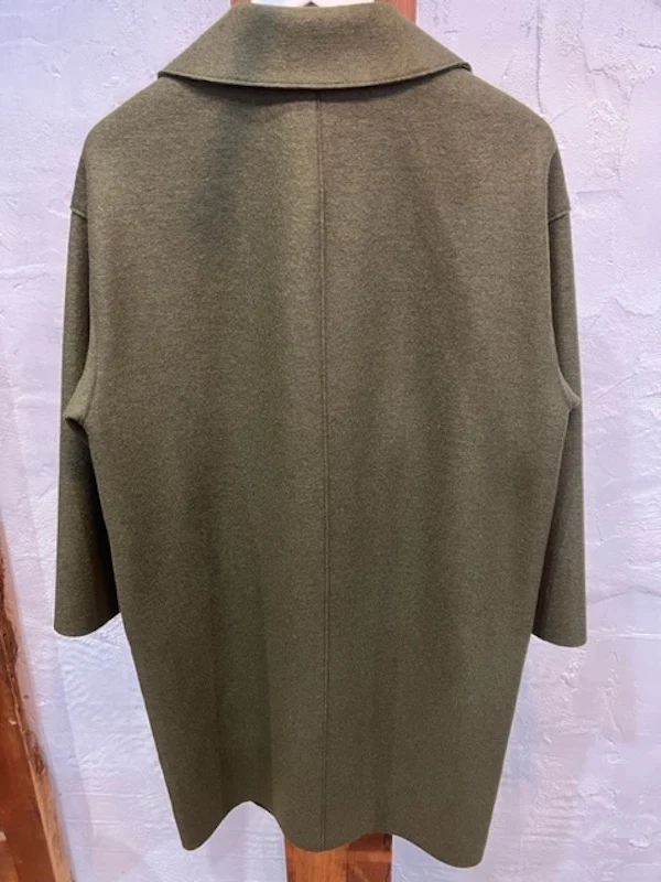 DROPPED SHOULDER DB COAT PRESSED WOOL - MOSS GREEN - Image 4