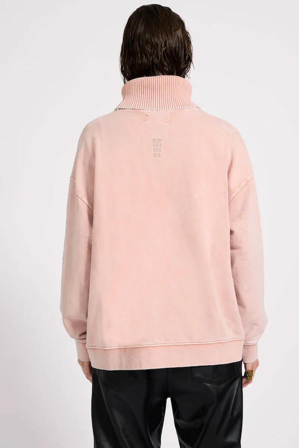 FLEECE ROLL NECK SWEATER - BLUSH PINK - Image 4