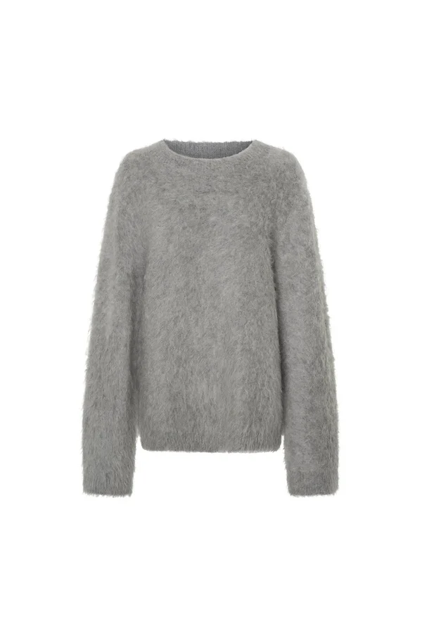 MEIER BRUSHED KNIT SWEATER - GREY MELANGE - Image 4