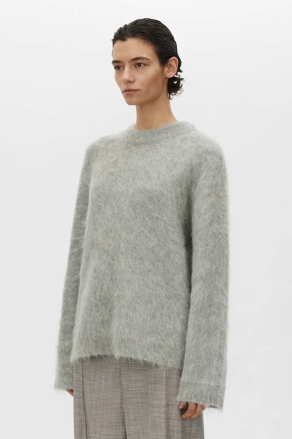 MEIER BRUSHED KNIT SWEATER - GREY MELANGE - Image 5