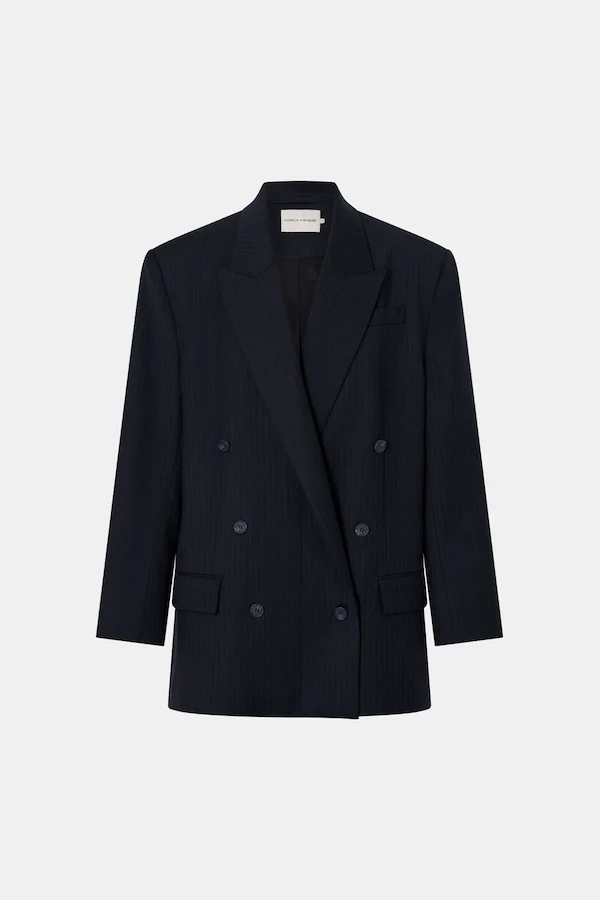 ORBAN OVERSIZED BLAZER - NAVY PINSTRIPE - Image 5