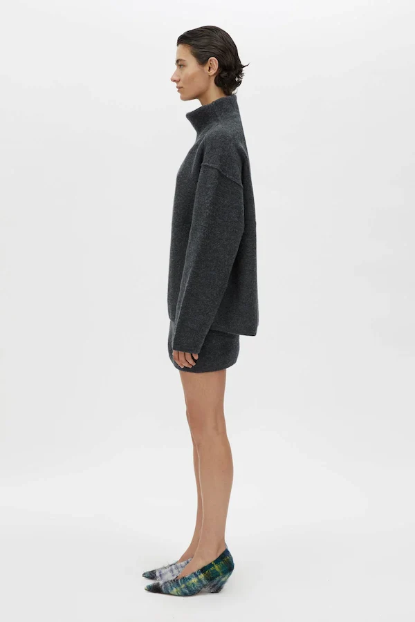 ROHAN FUNNEL NECK SWEATER - CHARCOAL MELANGE - Image 3