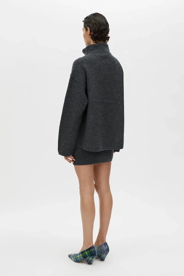 ROHAN FUNNEL NECK SWEATER - CHARCOAL MELANGE - Image 4
