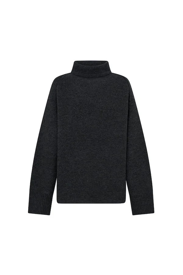 ROHAN FUNNEL NECK SWEATER - CHARCOAL MELANGE - Image 5