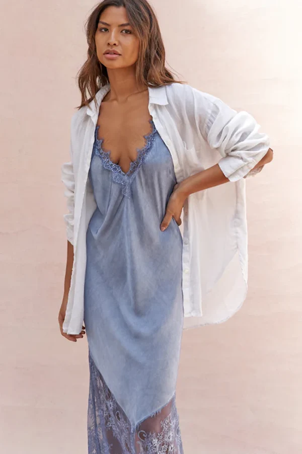SOLANGE SLIP DRESS - WASHED BLUE - Image 3